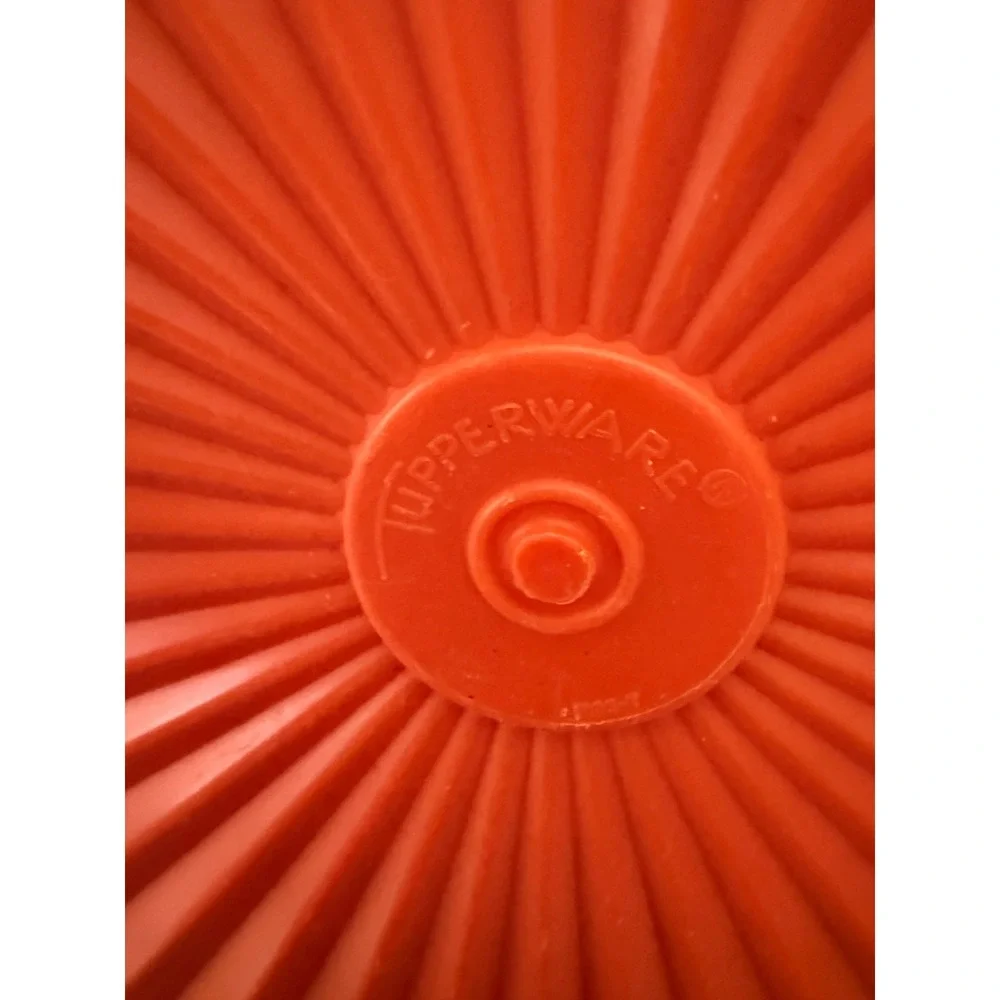 Vintage Tupperware Orange Servalier Bowl with Sunburst Lid 8 Inch